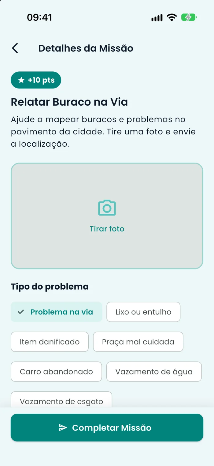 Tela de detalhes da missão